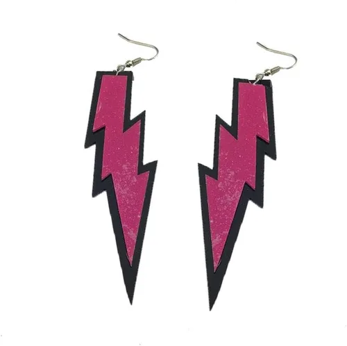 Vista 3 de Pendientes con colgante RUIZHEN con forma de rayo para mujer, con colores a elegir, acrílico exagerado 6 pares conjunto-1