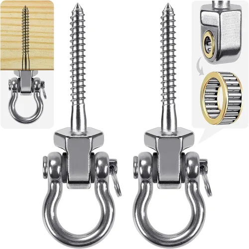 Vista 18 de SELEWARE Perchas de acero inoxidable resistentes con rodamientos (juego de 2), pernos oscilantes M10 x 9 pulgadas, capacidad de 1800 libras