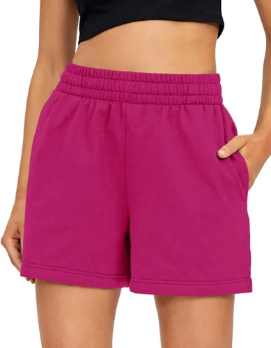 Vista 42 de AUTOMET Pantalones cortos deportivos para mujer, estilo casual, con cordón, cómodos, elásticos, de cintura alta, con bolsillos