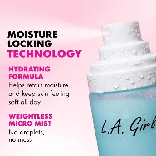 Vista 3 de L.A. Girl Cosmetics PRO Perfect Setting Spray, acabado de rocío, sin alcohol, savia de abedul + base de agua, fórmula de micro niebla, hidratante