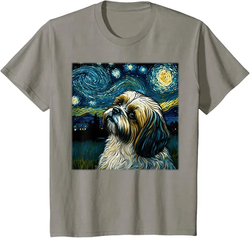 Vista 25 de Camiseta Surrealism Starry Night Shih Tzu Dog