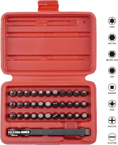 Vista 3 de K402 - Juego de puntas de destornillador con llave de trinquete, 1/4 pulgadas, 34 piezas