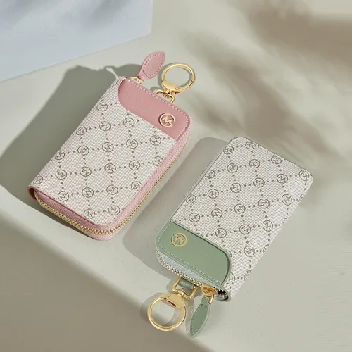 Vista 5 de GOLF SUPAGS Llavero de cuero PVC para mujer, portatarjetas, cartera con 6 ganchos, cierre a presión, llaves, organizador de dinero