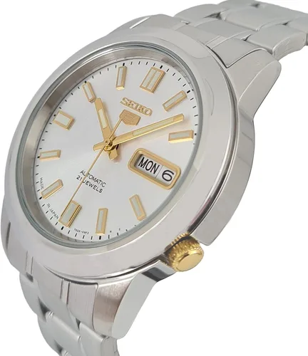 Vista 2 de SEIKO Serie 5 Reloj automático de fecha y día plateado para hombre SNKK09J1, Negro