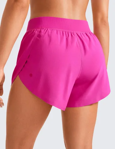 Vista 2 de CRZ YOGA - Pantalones cortos deportivos, de tiro medio, para mujer, ligeros, con abertura alta, forro, de secado rápido, para gimnasio