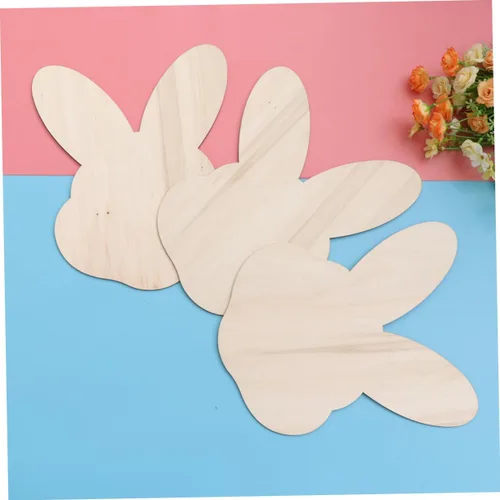 Vista 3 de EXCEART Conejito conejo chips de madera decorativos DIY artesanía accesorios decoración del hogar arte de pared para Pascua