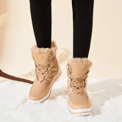 Vista 6 de Botas de nieve de invierno con forro de piel cálida para mujer, impermeables, botas de combate antideslizantes