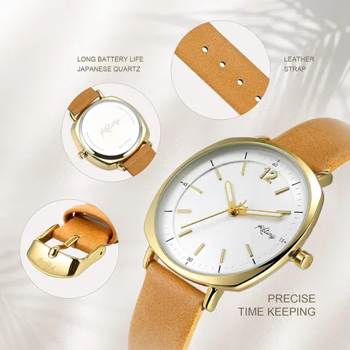 Vista 3 de Reloj de pulsera para mujer con correa de piel fácil lectura