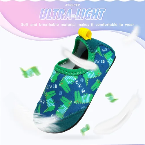 Vista 4 de Apolter - Zapatos de agua o natación estilo calcetín para niños, unisex, antideslizantes, para la playa o piscina, color aguamarina