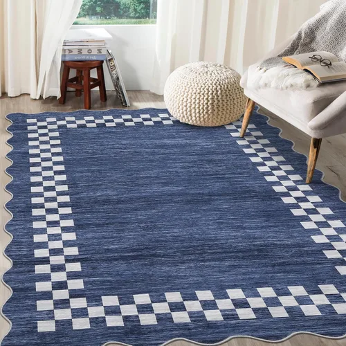 Vista 11 de GarveeHome Alfombra lavable de 5 x 7 pies para sala de estar, alfombra Beige festoneado