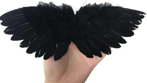 Vista 3 de Alas de plumas de ángel, ala de ángel vintage, accesorios de fotografía de plumas negras, accesorios de costura para bebés y niños (negro)