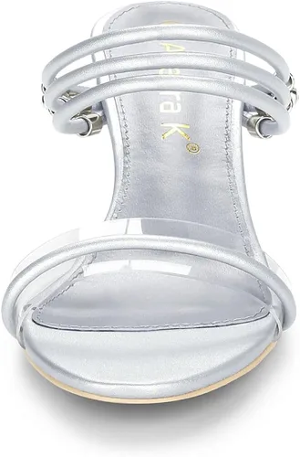 Vista 3 de Allegra K Sandalias de tacón transparente de cuña baja para mujer, Claro
