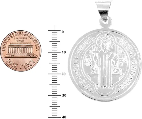Vista 3 de Ritastephens - Collar con medalla grande o jumbo para hombre de plata de ley