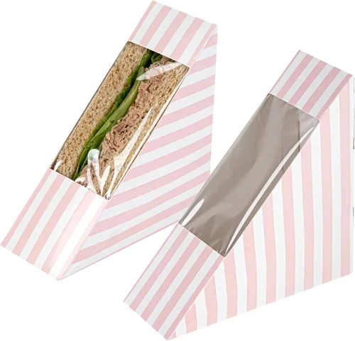 Vista 21 de Restaurantware -Cafe Vision Cajas de papel sándwich de 4.8 x 2.8 pulgadas, 200 cajas medianas de cuña tipo sándwich - con ventana, desechables, Azul