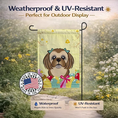 Vista 734 de Caroline's Treasures BB1923GF Bandera decorativa para jardín con diseño de Border Collie, para caza de huevos de Pascua, para jardín, jardín, patio