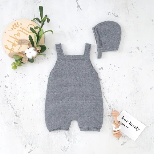 Vista 2 de JNBLDA Conjunto de suéter sin mangas de punto para bebé recién nacido para niño y niña con gorro cálido