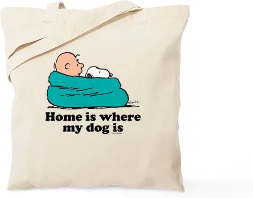 Vista 13 de CafePress Snoopy Un verdadero manjar Bolso de compras reutilizable de lona natural color beige