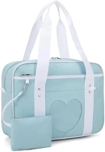 Vista 9 de Bolso japonés con ventana en forma de corazón versátil como bolso de hombro para computadora portátil