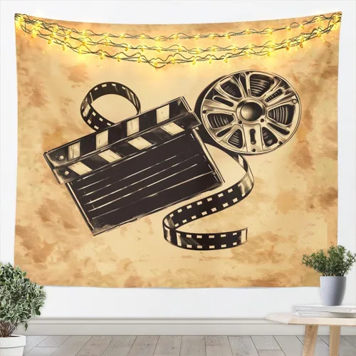 Vista 7 de Homewish Theater Cinema Poster Tapestry,Retro Movie Wall Hanging Art Popcorn Wall Blankets Movie Night Poster Tapestries for Kids Teens Girls Boys