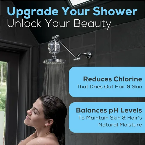 Vista 9 de SparkPod Filtro de cabezal de ducha de 23 etapas para cabello seco y piel – Filtros de ducha universales de alto rendimiento para eliminar productos