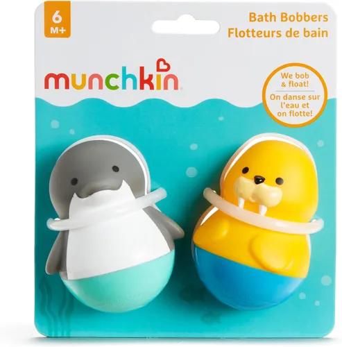 Vista 4 de Munchkin® Bath Bobbers Juguete de Baño Libre de Moho para Bebés y Niños Pequeños, 6+ Meses, Delfín/Morsa