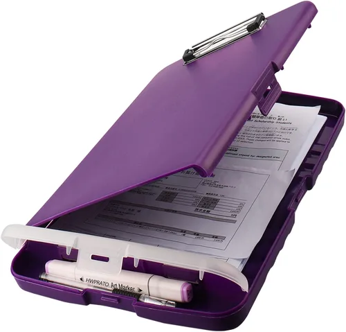 Vista 13 de HWPRATO Organizador de Portapapeles con Almacenamiento Portapapeles Plegable para Enfermería Carpeta de Archivo de Plástico con Estuche de Azul