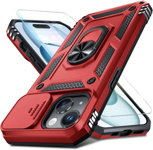 Vista 108 de Janmitta Funda para iPhone 8 Plus/7 Plus/6 Plus, Cubierta de Teléfono con Cubierta Deslizante Integrada para Lente de Cámara + Protector