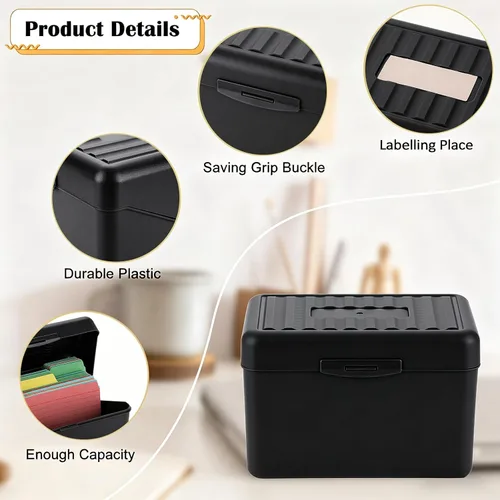 Vista 5 de BTSKY 1 Pack 4 x 6 inch Index Card Box-Index Card Holder Notecard Box Recipe Card Box Plastic Storage Organizer for Filling Index Cards,Note cards