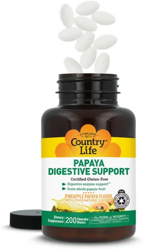 Vista 6 de Country Life Soporte digestivo de papaya, 200 CT Enzimas diarias para promover la salud digestiva y la absorción de nutrientes