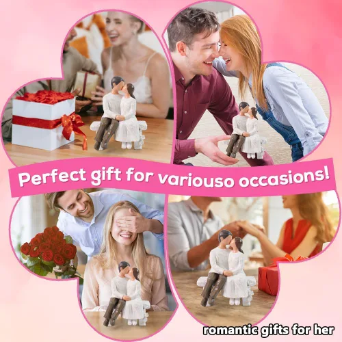 Vista 6 de jinhuoba Figuras románticas para parejas, escultura pintada a mano, el mejor regalo de San Valentín, matrimonio, aniversario, boda, compromiso