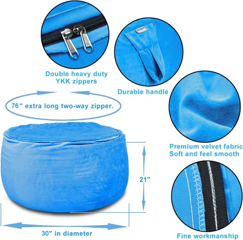 Vista 2 de Funda para silla puf, almacenamiento de animales de peluche, organizador de juguetes de felpa, funda para sillas de puf para niños, adolescentes