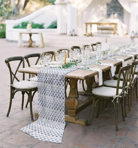 Vista 5 de Double Love Abstract Blue Chiffon Table Runner 55 Inches Long, Voile Sheer Tulle Runner for Rustic Wedding Reception Bridal Shower Decorations