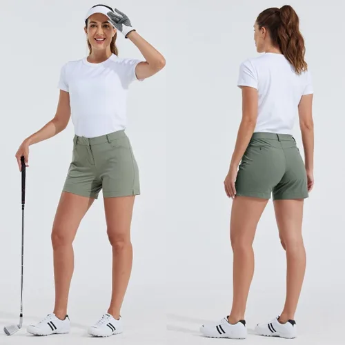 Vista 37 de Willit Pantalones cortos de golf de 4.5 pulgadas para mujer, de secado rápido, casuales, con bolsillos, resistentes al agua