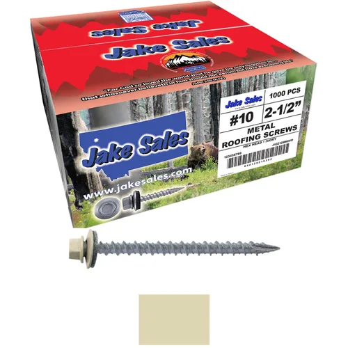 Vista 33 de 10 tornillos para techos de metal gris ABC de 2-1/2 pulgadas, cabezal de arandela hexagonal, arranque automático/roscado, arandela EPDM. 1 bolsa