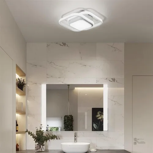Vista 6 de Lámpara de techo moderna LED de montaje empotrado, lámpara de techo cuadrada de acrílico para sala de estar, comedor, estudio, villa, dormitorio