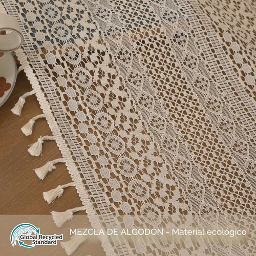 Vista 8 de WAZZIO Cortinas de Encaje, Cortina Boho de Crochet para Dormitorio, Cortinas de Café de Algodón, 45 Pulgadas de Largo, 2 Paneles con Bolsillo