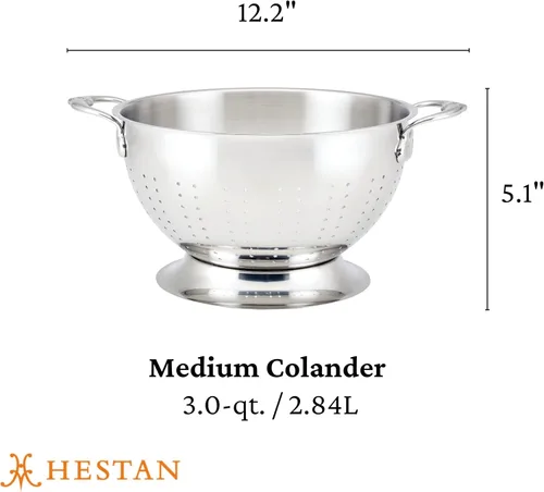 Vista 10 de Hestan Provisiones: colador de acero inoxidable de 3 cuartos de galón