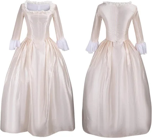 Vista 4 de Yejue Royal Colonial - Disfraz de princesa para niña, Hamilton Elizabeth Schuyler, Angelica Peggy Cosplay Kid Victorian Dress