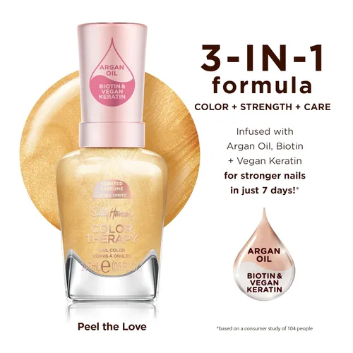 Vista 4 de Sally Hansen Color Therapy Esmalte de uñas perfumado Biotina, aceite de 462 Peel the Love (spritz cítrico)
