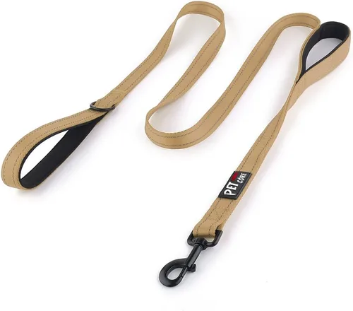 Vista 8 de Plutus Pet Correa de perro de doble asa, 4 pies de largo, para perros medianos y grandes Beige