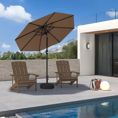Vista 43 de PURPLE LEAF Sombrilla LED para patio y piscina, 5 x 8 pies, con base para Beige