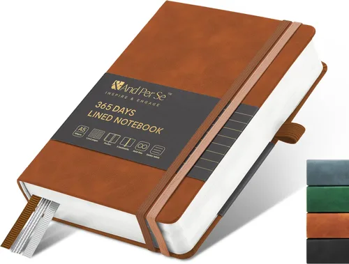 Vista 118 de ⩓ Per Se Cuaderno de Diario con Líneas (3 Paquetes), 160 Páginas Papel Grueso 100GSM, A5 Tapa Dura Cuadernos con Rayas Universitarias para Escribir