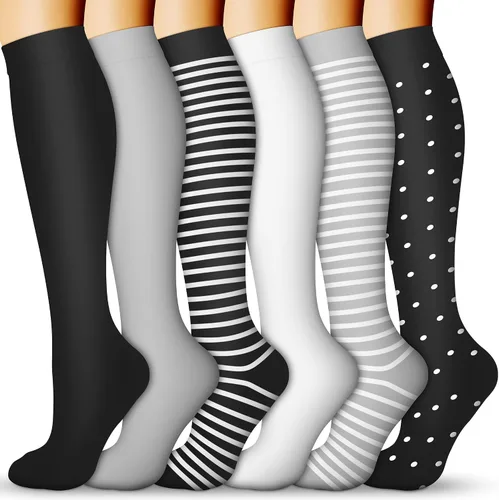 Vista 10 de Calcetines de compresión para mujeres y hombres 15-20 mmHg, mejores para uso médico, enfermería, para correr, atletismo, varices, viajes