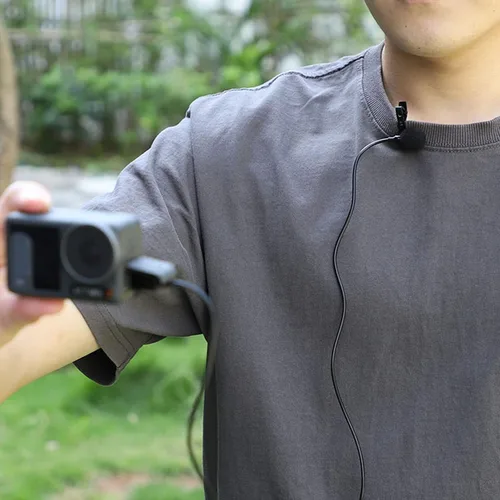 Vista 3 de Micrófono Lavalier compatible con DJI Osmo Pocket 3/Action 4/3/2 Accesorios de cámara Micrófono de solapa omnidireccional de mano con clip