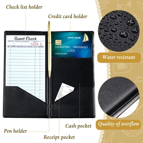 Vista 3 de Potchen 10 Pcs Server Books, Waiter Check Presenters, Guest Check Holder Waitress Book with Receipt Holder for Restaurants Waitress Bars Hotels