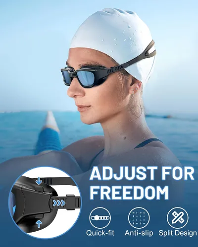 Vista 6 de Gafas de natación polarizadas, gafas de natación unisex para adultos, antivaho, anti UV, vista amplia, gafas de piscina para hombres y mujeres