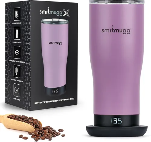 Vista 10 de SMRTMUGG X Taza de café calentada de 19 oz., duración de batería de 8 horas, autocalentamiento, temperatura controlada ajustable, pantalla LCD