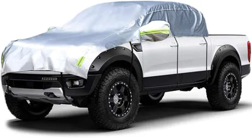 Vista 10 de Funda para la mitad del coche para todo tipo de clima, cubierta para el cuerpo del coche, parasol, cubierta de nieve, impermeable, resistente a