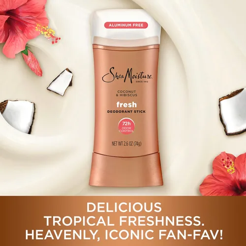 Vista 3 de SheaMoisture - Desodorante en barra 72h Control de olores coco e hibisco fresco sin aluminio, 2.6 onzas