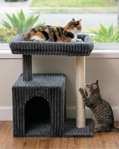 Vista 9 de Árbol para Gatos para Gatos Grandes, 20.9 * 15.7 pulgadas, Cama de Percha Grande para Gatos Adultos, Torre para Gatos de 22.8 pulgadas con Poste